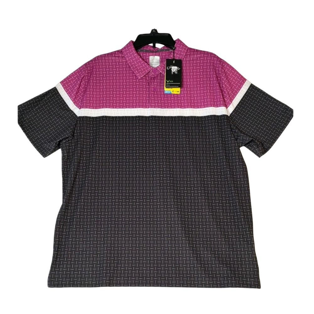 Callaway Golf Polo Mens XL Purple Orchid Opti-Dri Swing Tech UPF 50 NEW w/‎ tags
